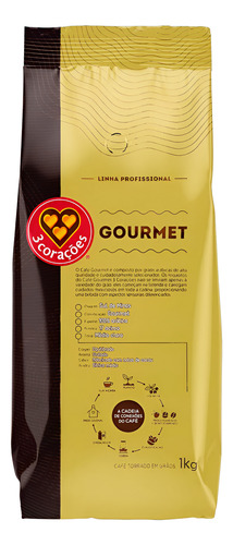 CAFE TORRADO GRAO 3CORACOES ESPRESSO GOURMET PROFISSIONAL 1KG