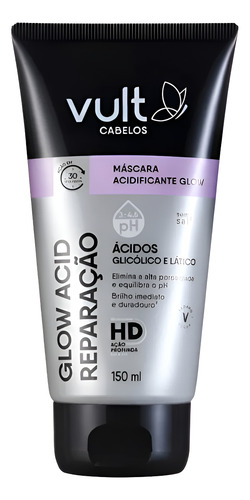 NUEVO! MASCARA ACIDIFICANTE VULT CABELOS GLOW ACID REPARACAO BISNAGA 150ML