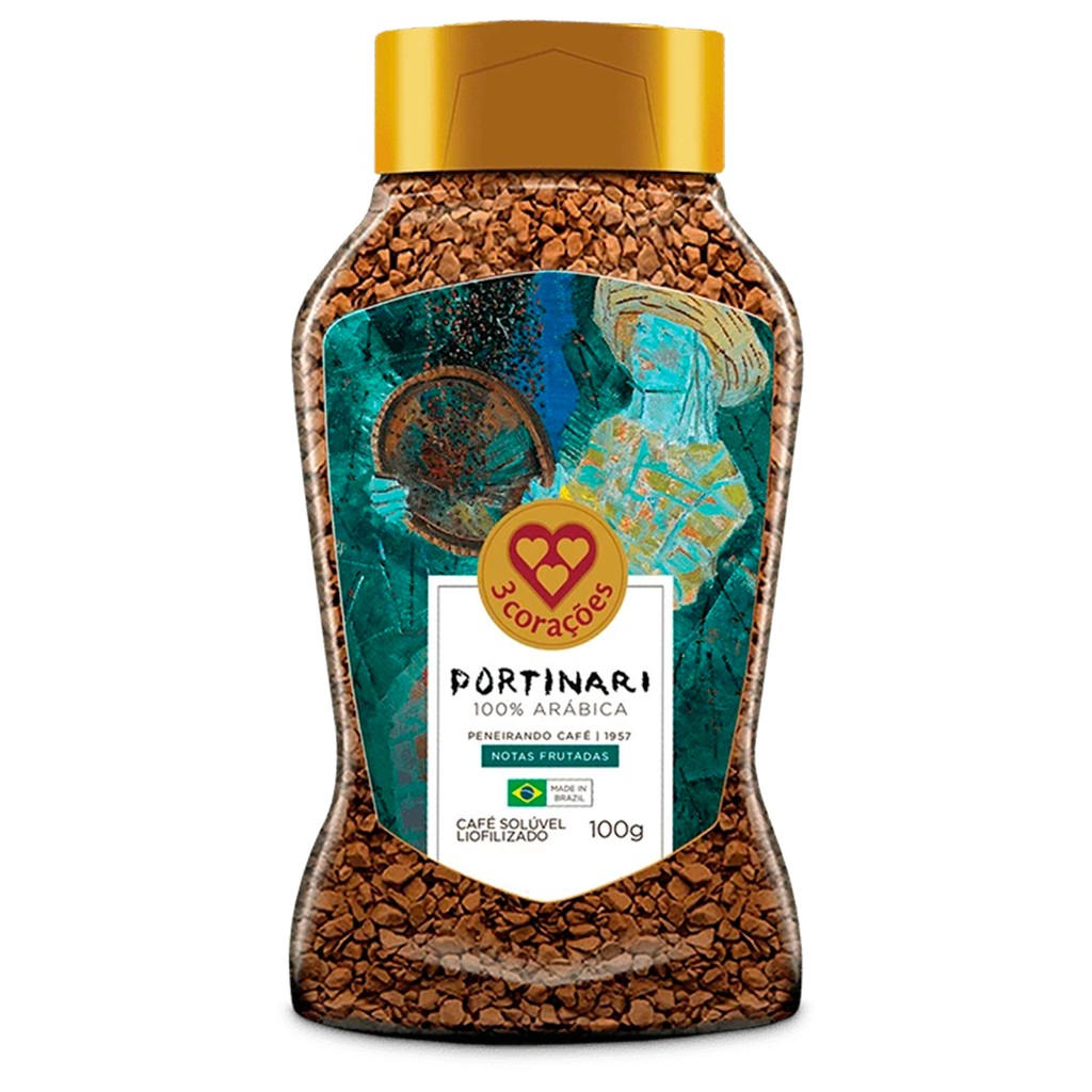 CAFÉ 3 CORAÇÕES SOLUBLE LIOFILIZADO PORTINARI PENEIRANDO 100g