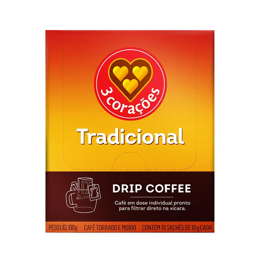 DRIP COFFIE 3 CORAÇÕES TRADICIONAL 10X10G - FRENTE.webp