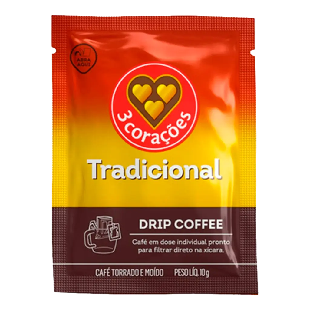DRIP COFFIE 3 CORAÇÕES TRADICIONAL 10X10G - SACHET.webp