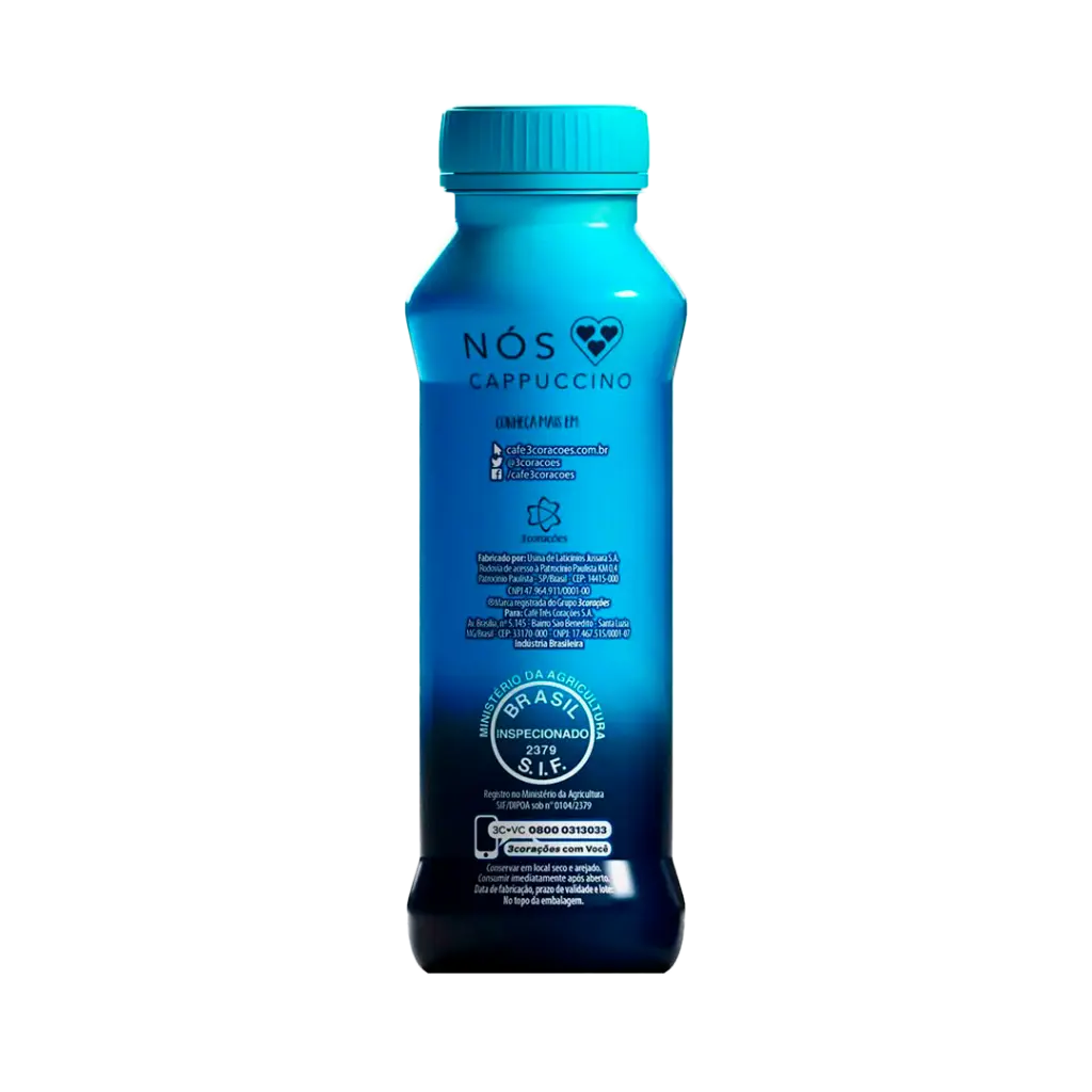 BEBIDA LACTEA 3 CORAÇÕES CAPPUCCINO CERO LACTOSE 260ML VERSO 2.webp