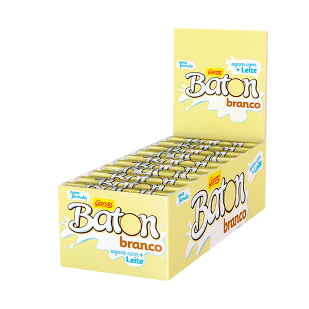 DISPLAY DE CHOCOLATES BATON BRANCO - 30 Unidades