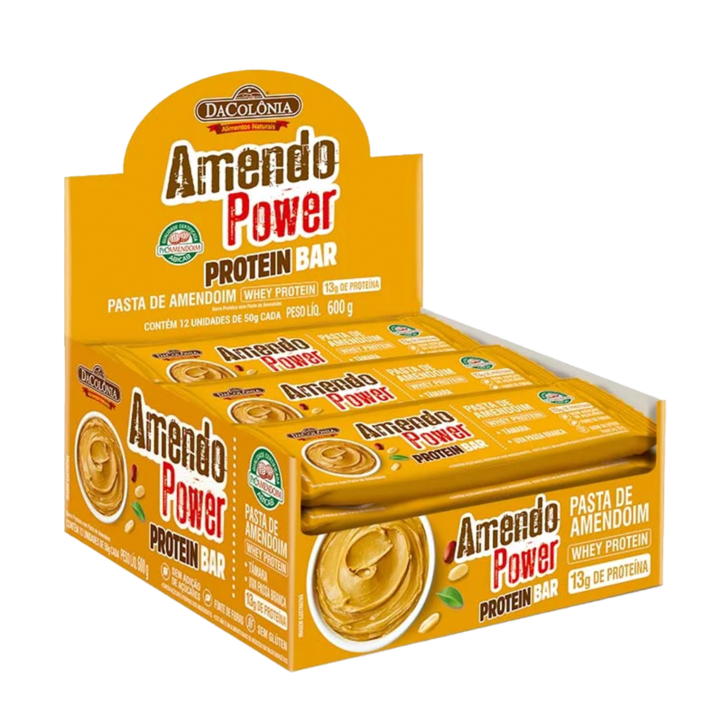 EMPAQUE DE BARRAS AMENDOPOWER PROTEIN PASTA DE MANI 600G - 12 UNI