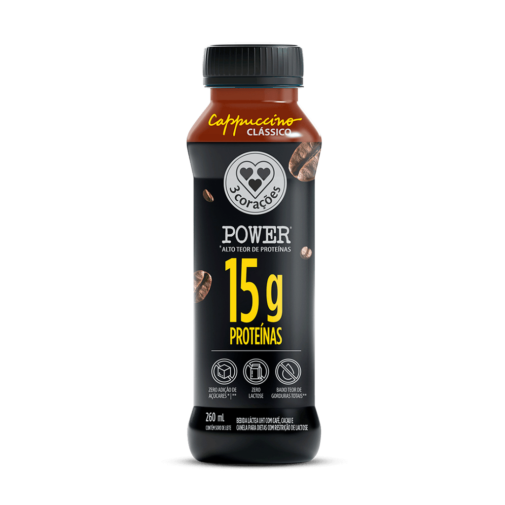 BEBIDA LACTEA 3 CORAÇÕES CAPPUCCINO CLASSICO POWER - 260ML