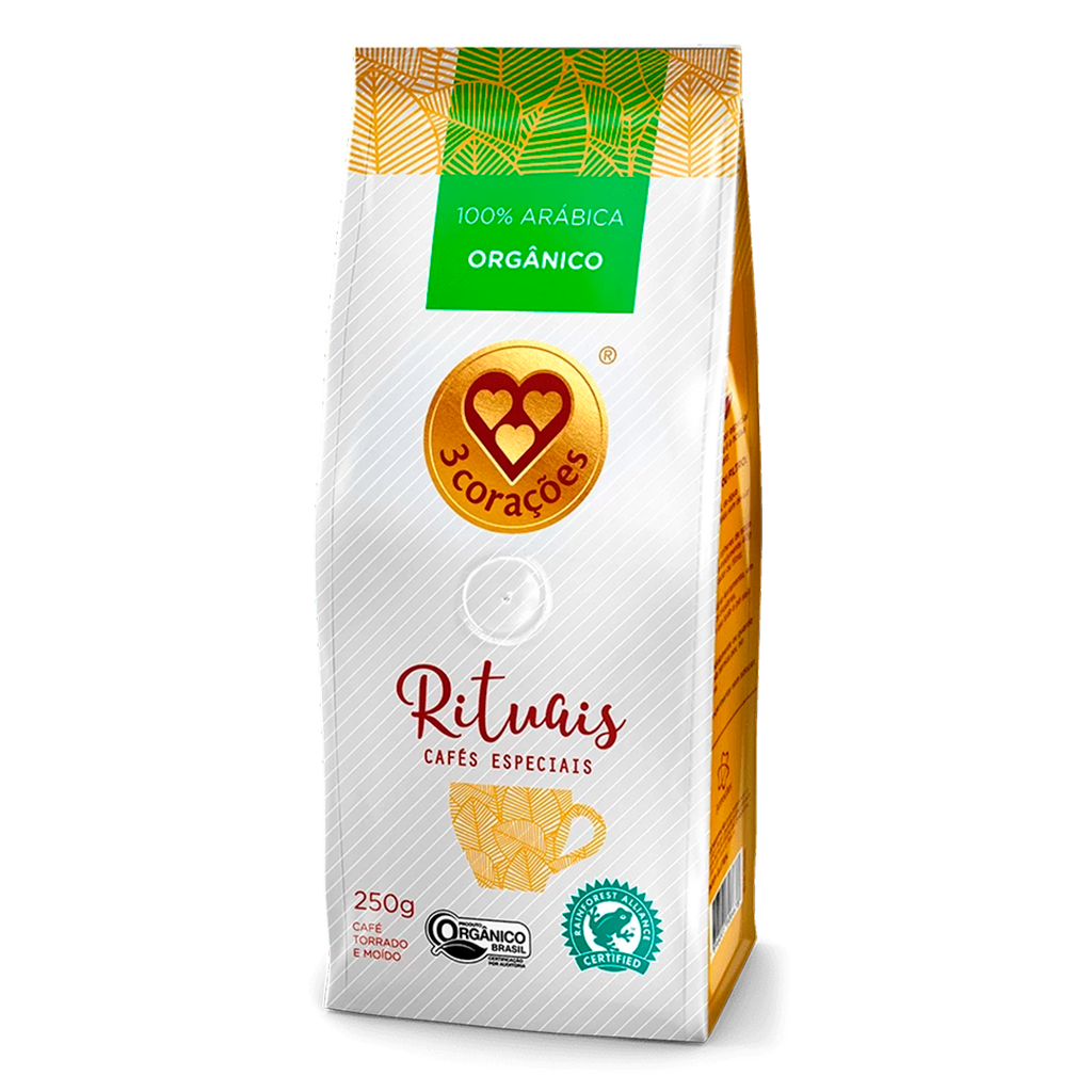 CAFÉ 3 CORAÇÕES RITUAIS ORGÁNICO 100% ARABICA - 250G