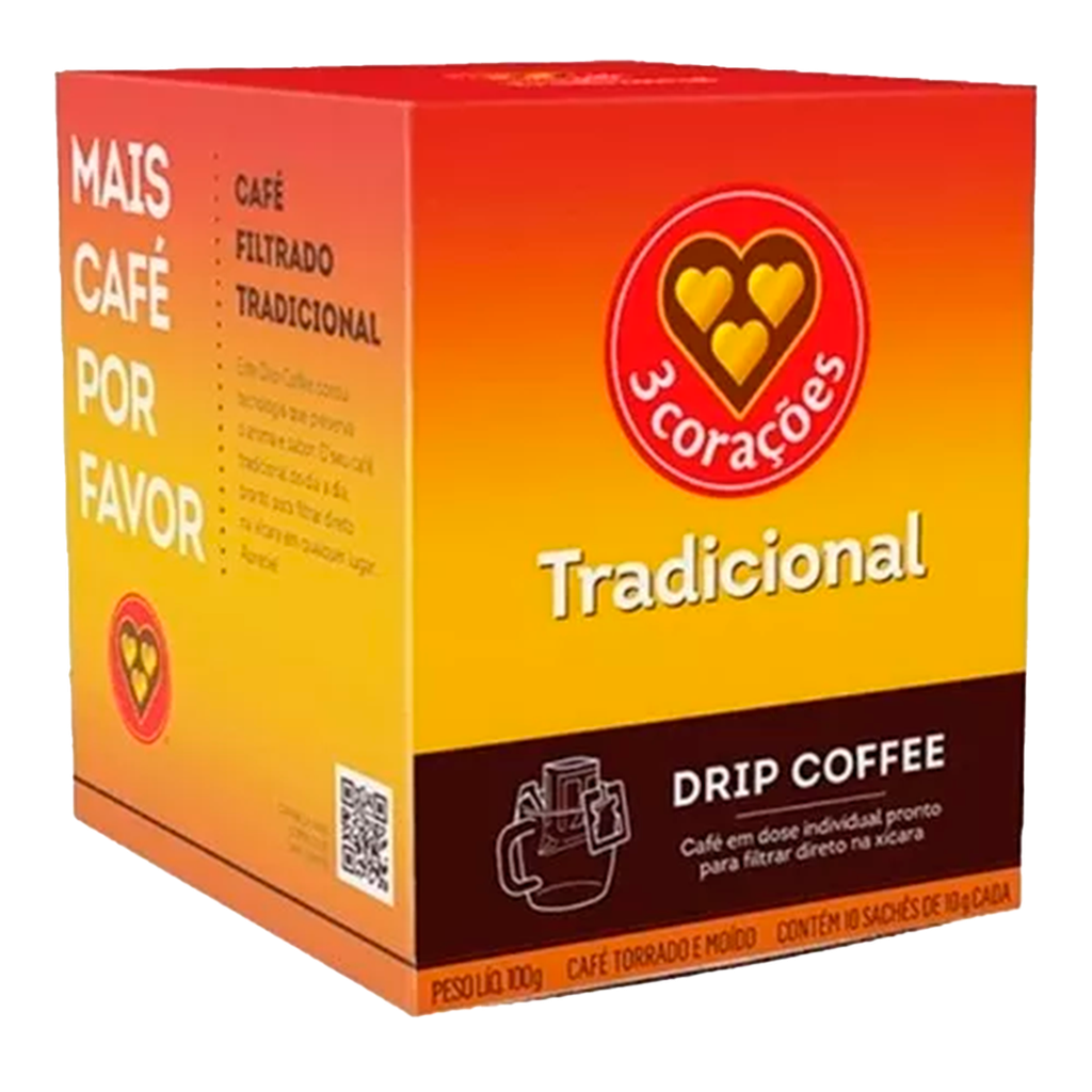 DISPLAY DE DRIP COFFEE 3 CORAÇÕES TRADICIONAL 10X10G