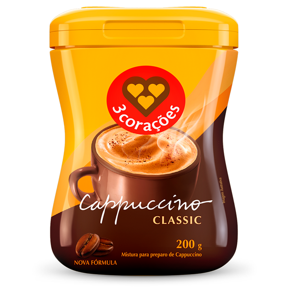 CAFÉ CAPPUCCINO 3 CORAÇÕES CLASSIC - FRASCO 200G