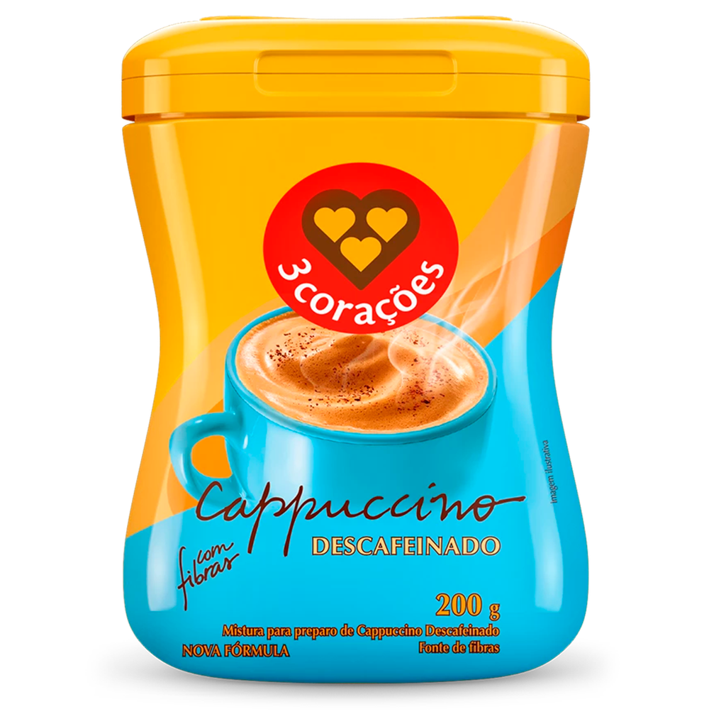 CAFÉ CAPPUCCINO 3 CORAÇÕES DESCAFEINADO 200g