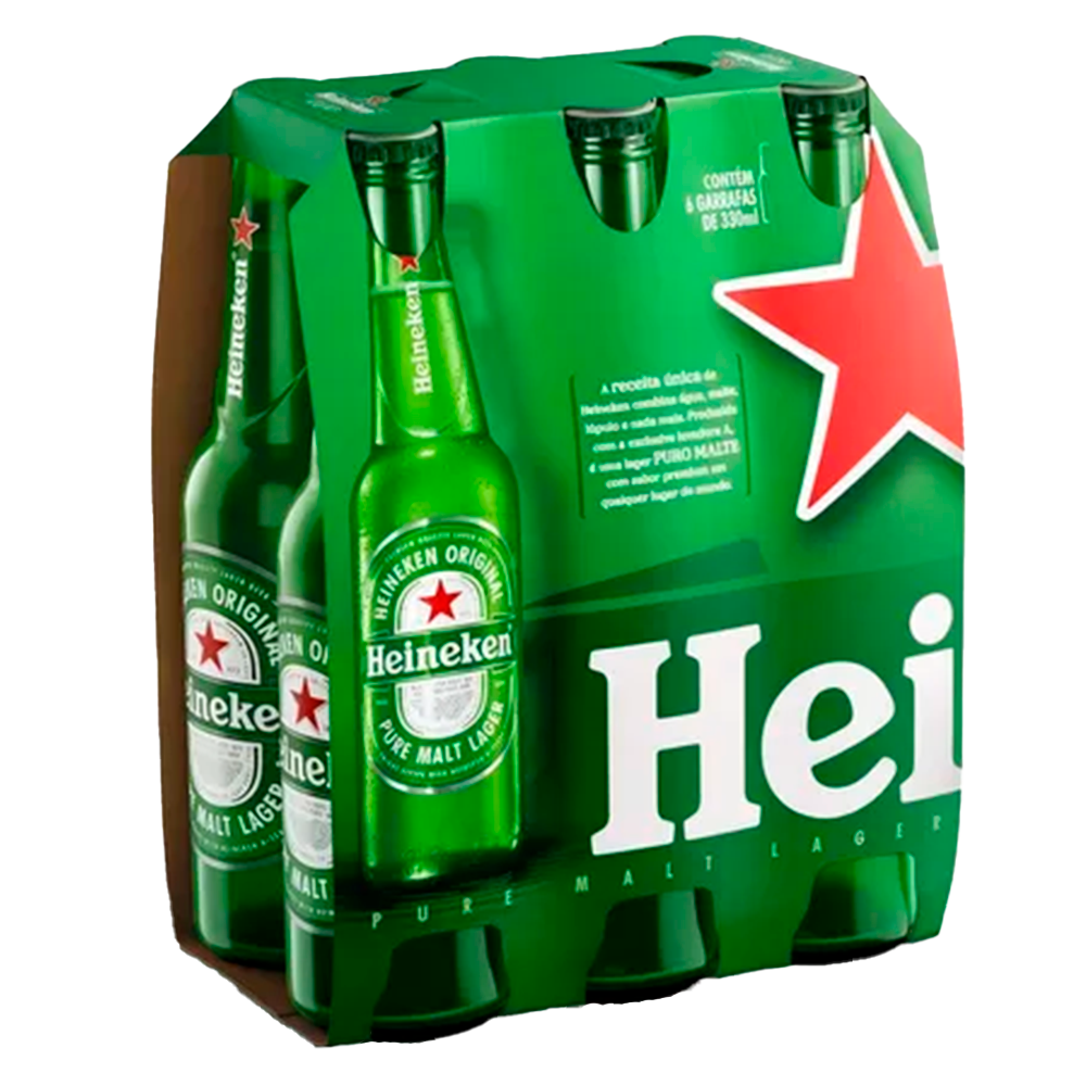 PACK DE CERVEZA HEINEKEN BOTELLA 330ml - 6 Unidades