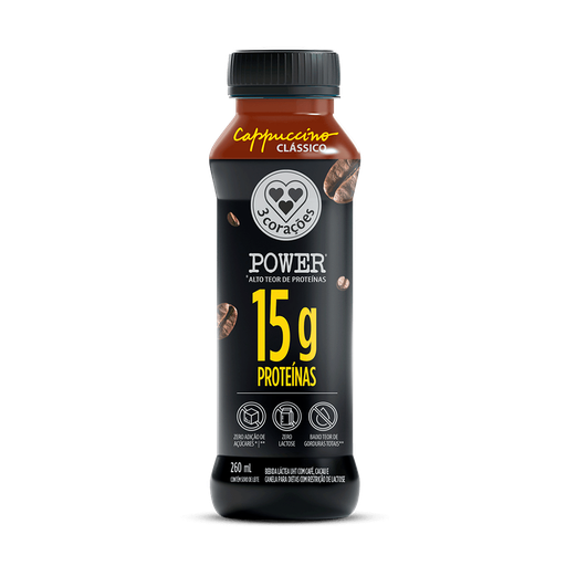 [00496] BEBIDA LACTEA 3 CORAÇÕES CAPPUCCINO CLASSICO POWER - 260ML