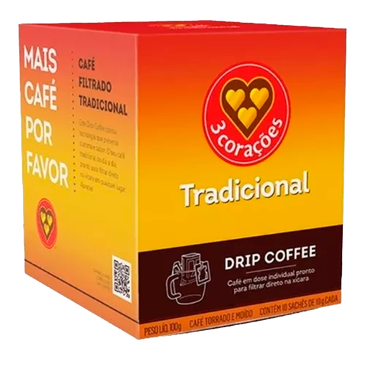 [00525] DRIP COFFIE 3 CORAÇÕES TRADICIONAL 10X10G