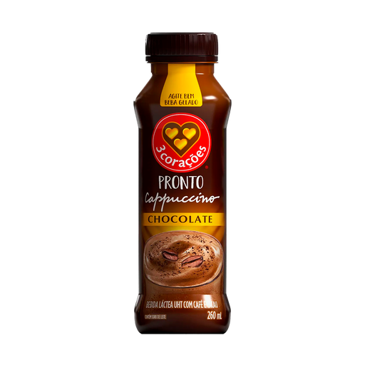 [00554] BEBIDA LACTEA 3 CORAÇÕES CAPPUCCINO CHOCOLATE 260ML