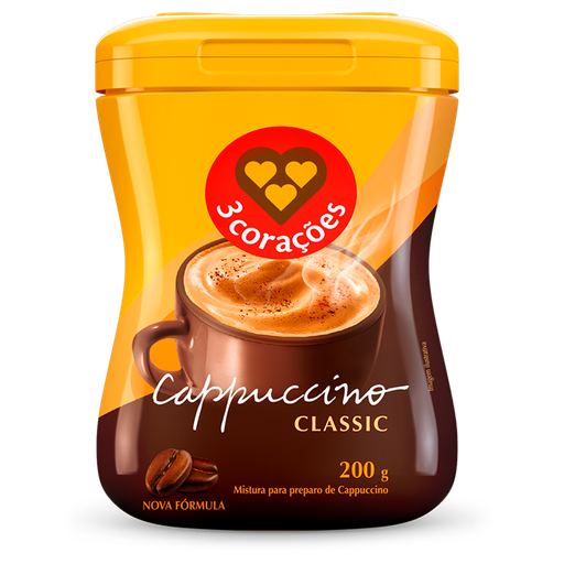 [00521] CAFÉ CAPPUCCINO 3 CORAÇÕES CLASSIC - FRASCO 200G