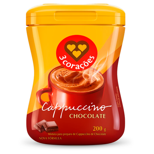 [00520] CAFÉ CAPPUCCINO 3 CORAÇÕES CHOCOLATE - 200G