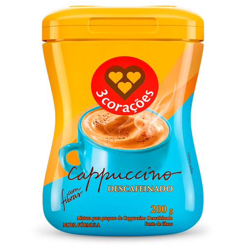 [00524] CAFÉ CAPPUCCINO 3 CORAÇÕES DESCAFEINADO - 200G